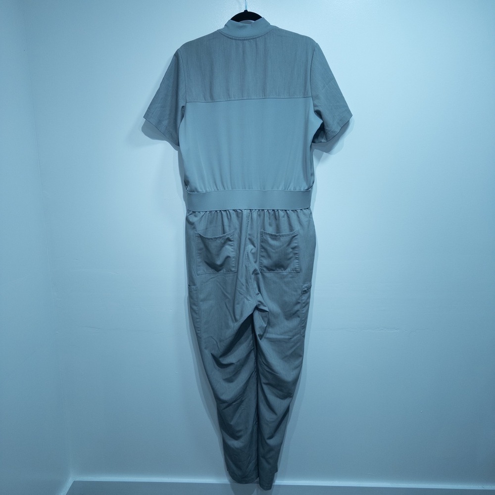 New Beyond Scrubs Heather Light Gray Beyond Happy 7-Pocket Cargo Jumpsuit Large - Picture 8 of 11